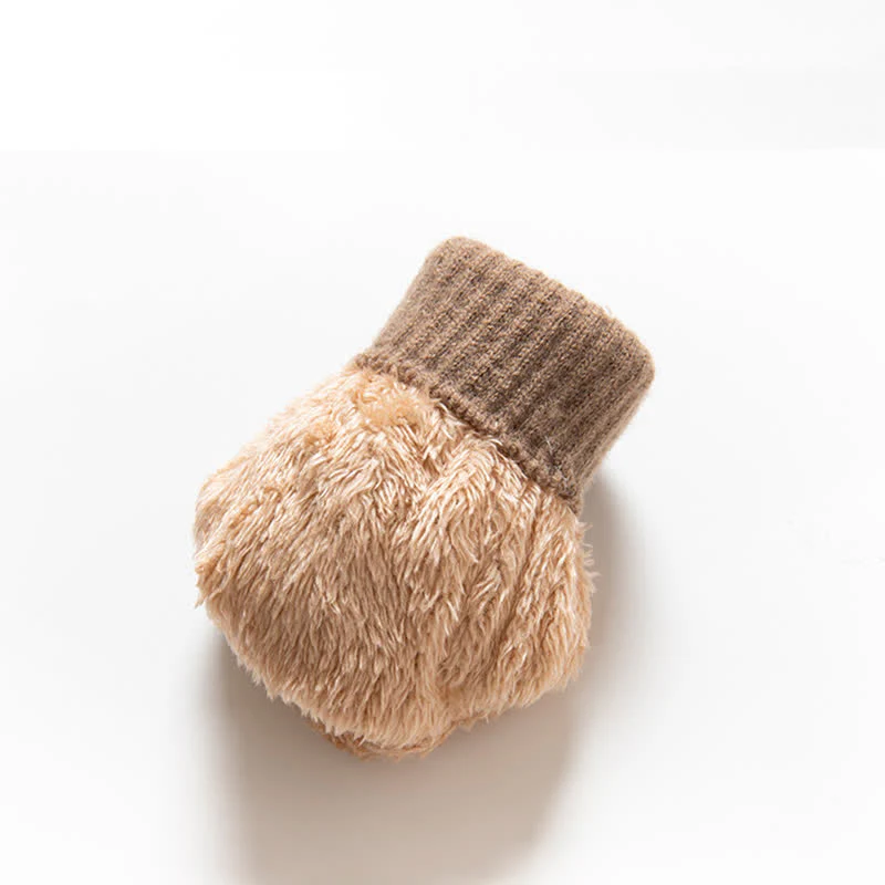 Solid Color Soft Warm Alpaca Fur Knitted Gloves - Image 10
