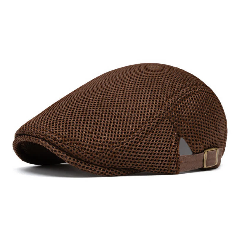 Solid Color Summer Mesh Flat Top Beret Hat