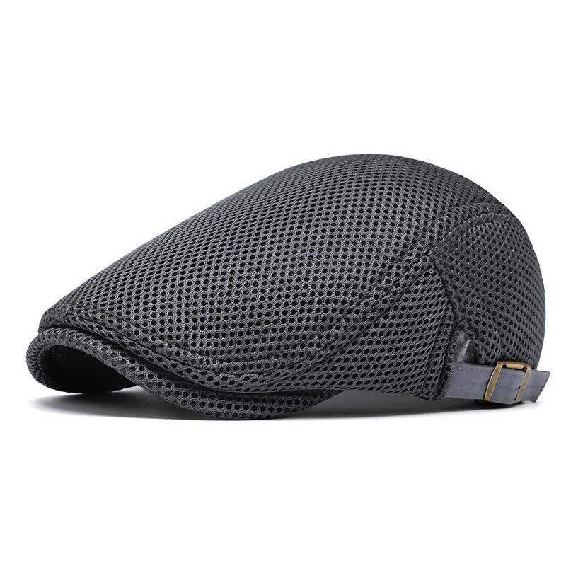 Solid Color Summer Mesh Flat Top Beret Hat - Image 10