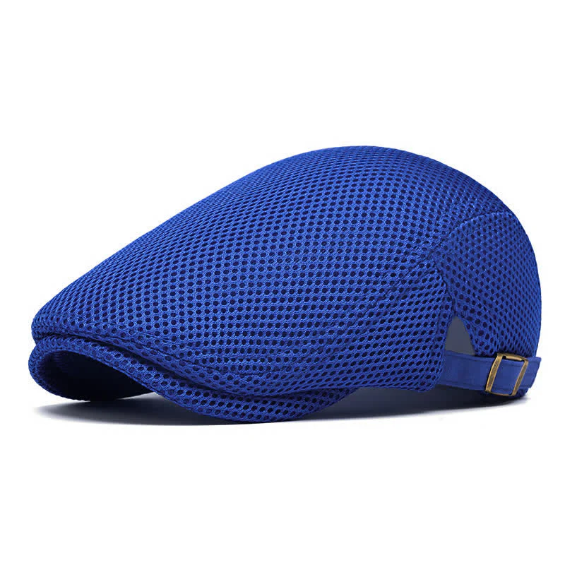 Solid Color Summer Mesh Flat Top Beret Hat - Image 12