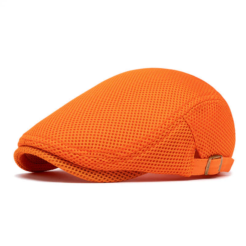 Solid Color Summer Mesh Flat Top Beret Hat - Image 13