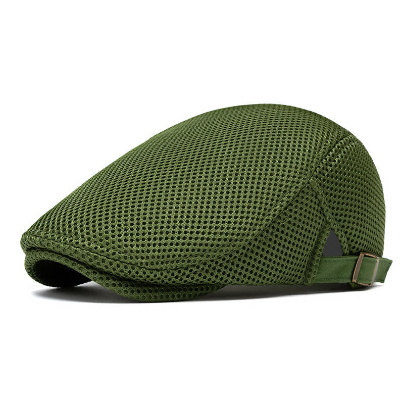 Solid Color Summer Mesh Flat Top Beret Hat - Image 15