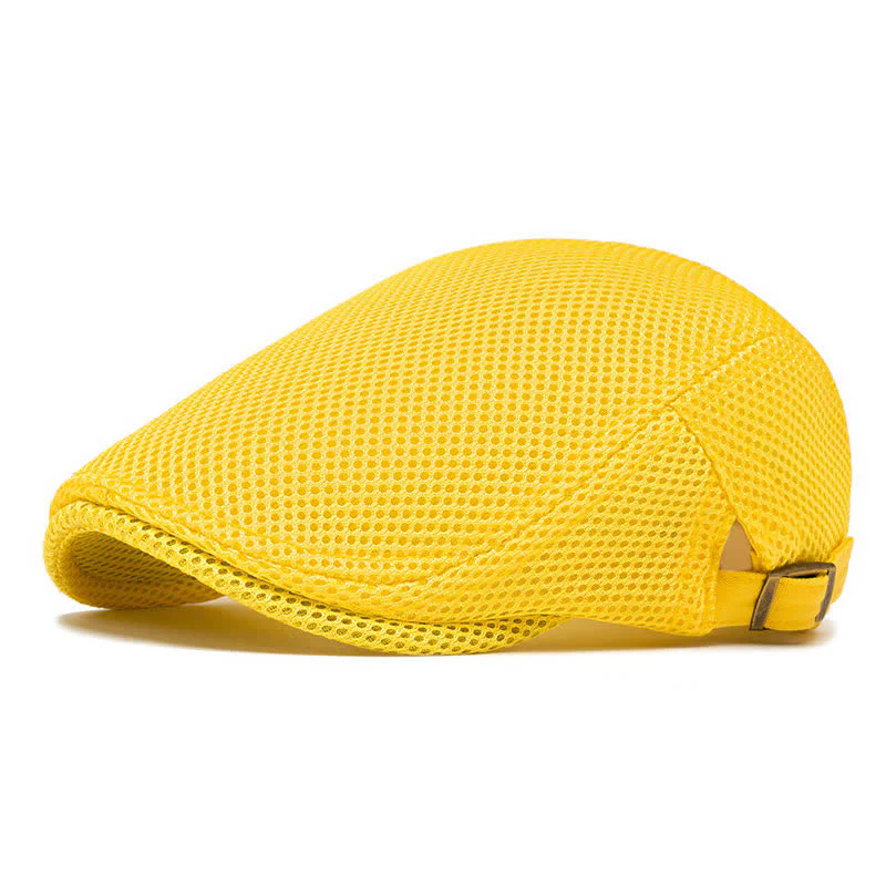 Solid Color Summer Mesh Flat Top Beret Hat - Image 17