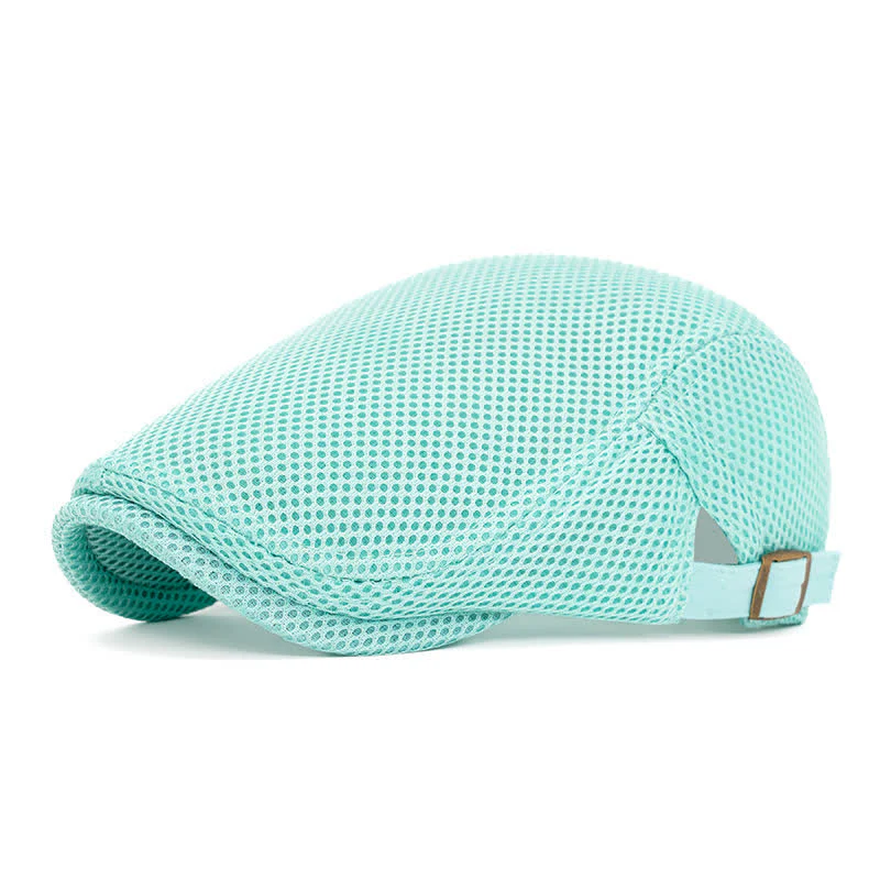 Solid Color Summer Mesh Flat Top Beret Hat - Image 18