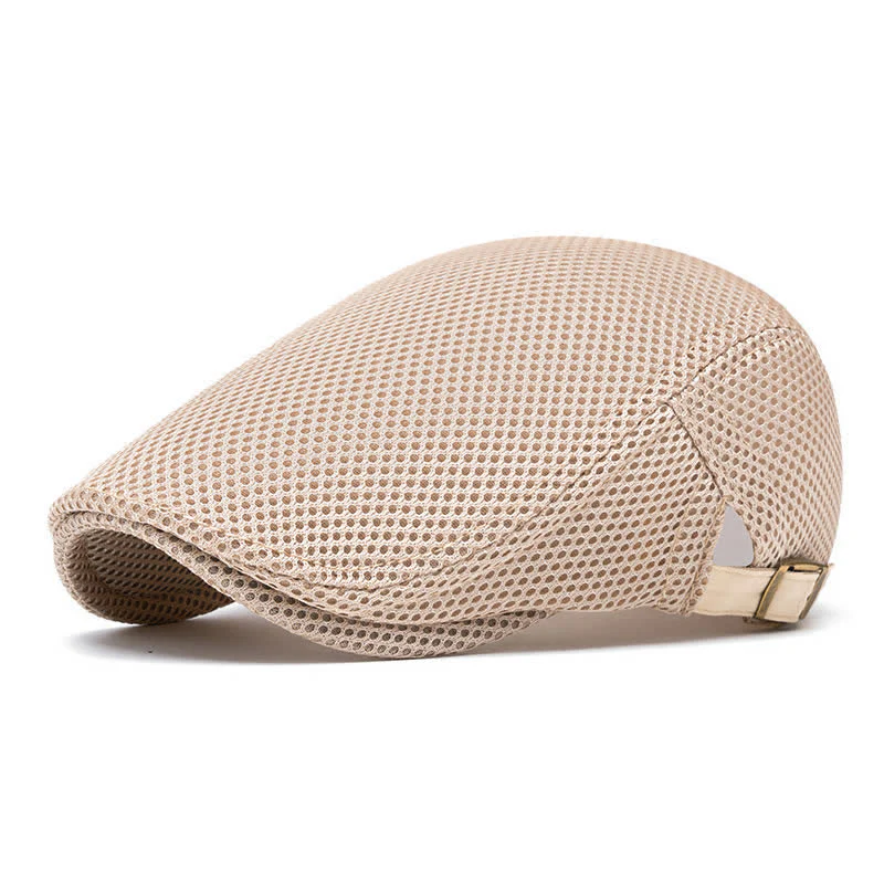 Solid Color Summer Mesh Flat Top Beret Hat - Image 6