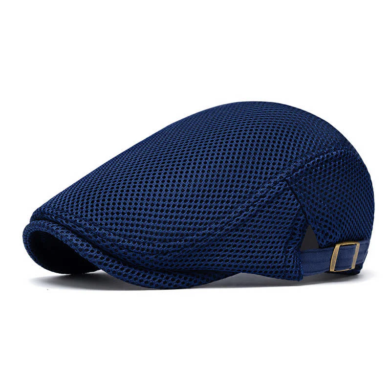 Solid Color Summer Mesh Flat Top Beret Hat - Image 8