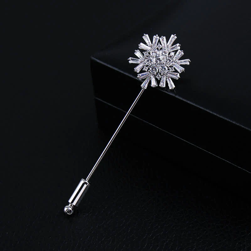Sparkling Artificial Crystal Snowflake Flower Brooch - Image 3