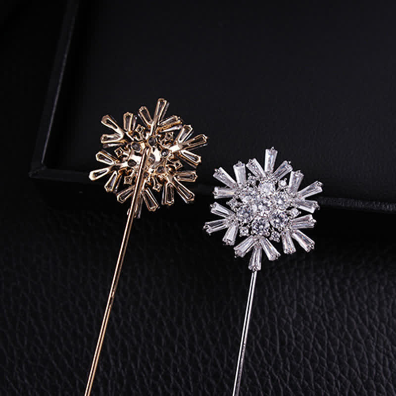 Sparkling Artificial Crystal Snowflake Flower Brooch - Image 4