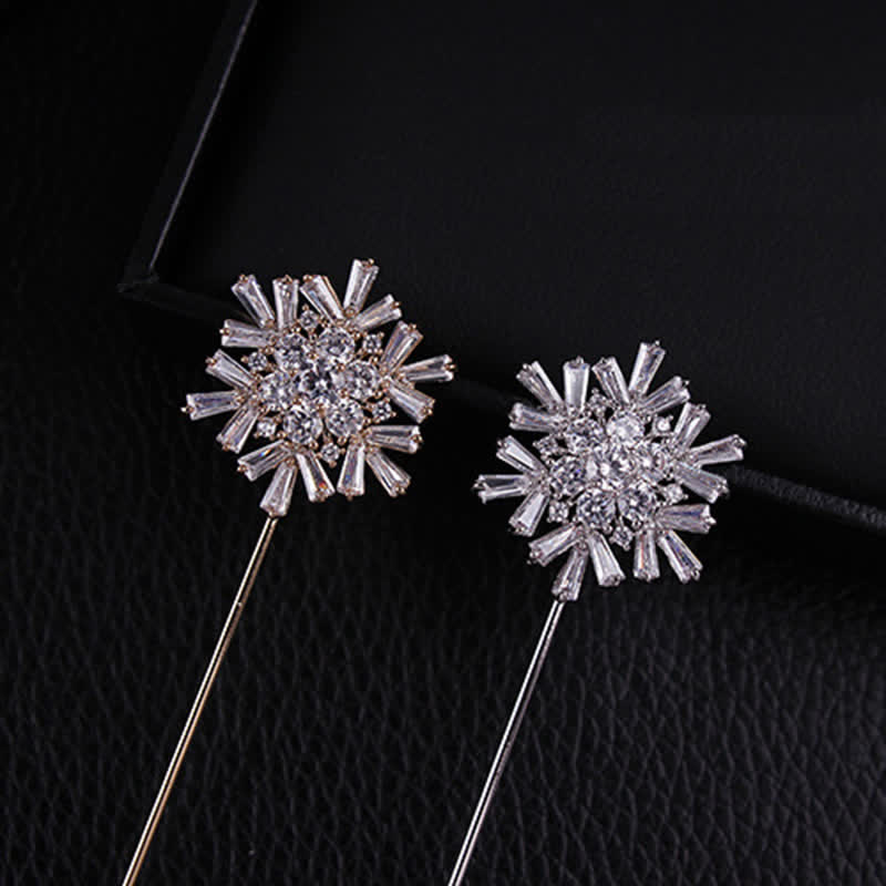 Sparkling Artificial Crystal Snowflake Flower Brooch - Image 5