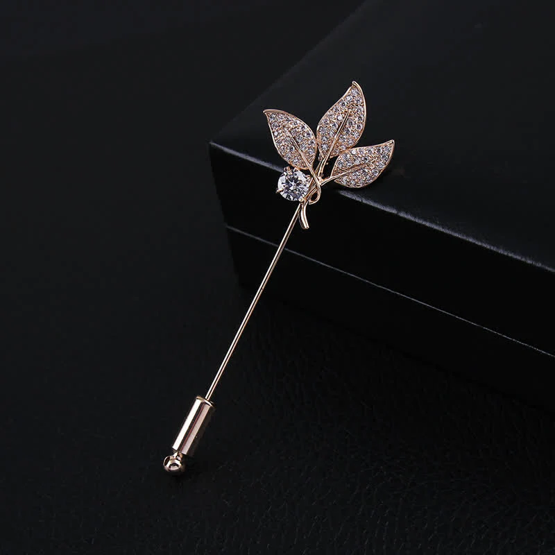 Sparkling Artificial Crystal Three Leaves Brooch - Image 3