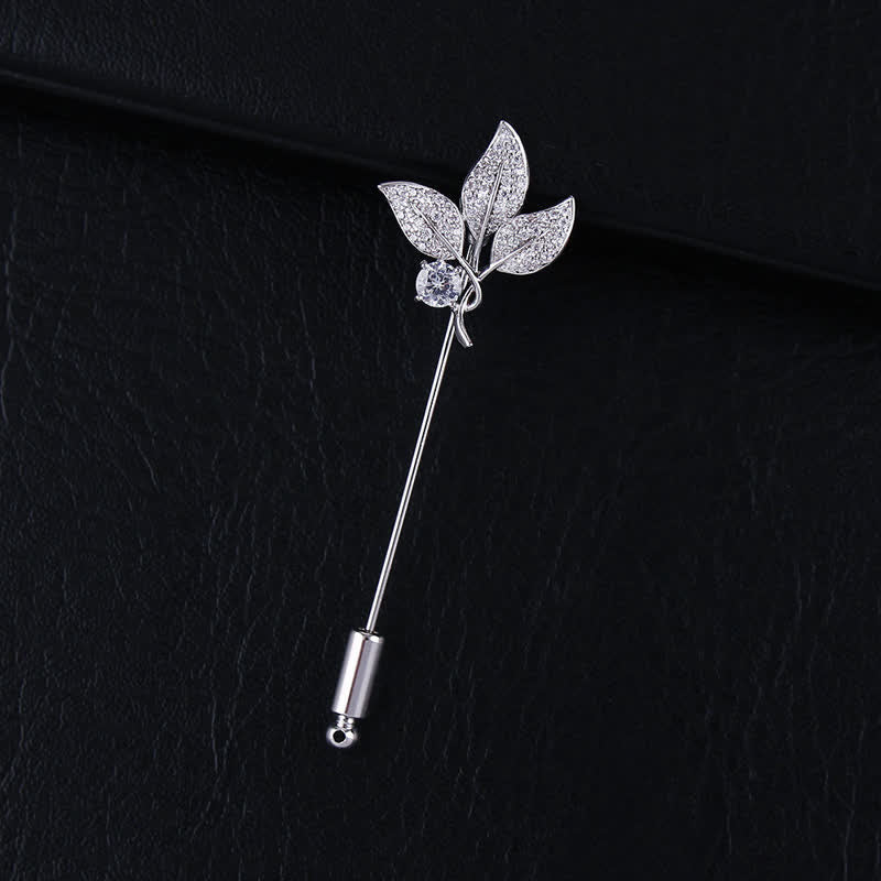 Sparkling Artificial Crystal Three Leaves Brooch - Image 4