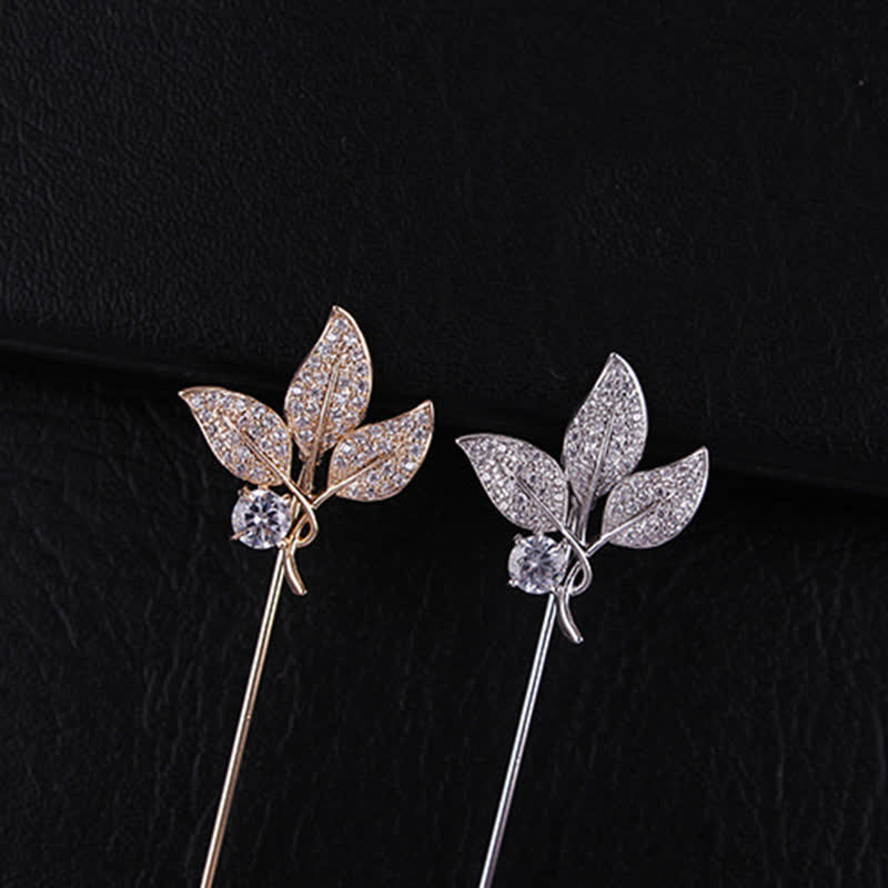 Sparkling Artificial Crystal Three Leaves Brooch - Image 5