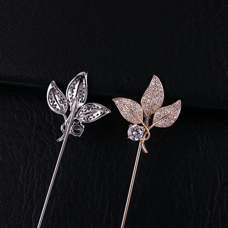 Sparkling Artificial Crystal Three Leaves Brooch - Image 6