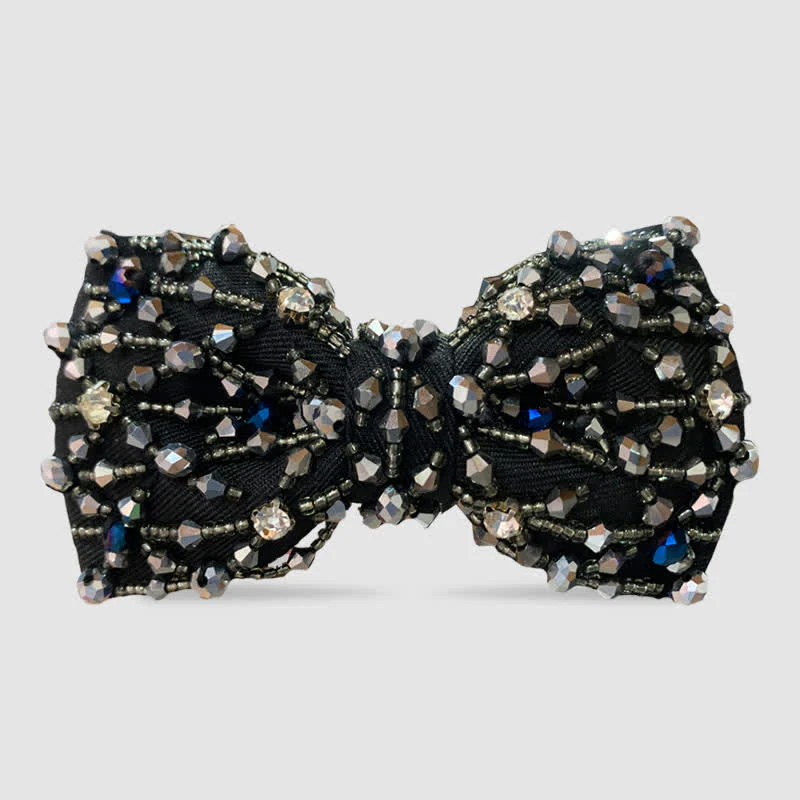 Sparkling Colorful Crystal Embroidered Beaded Bow Tie - Image 5