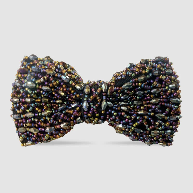 Sparkling Colorful Crystal Embroidered Beaded Bow Tie - Image 7