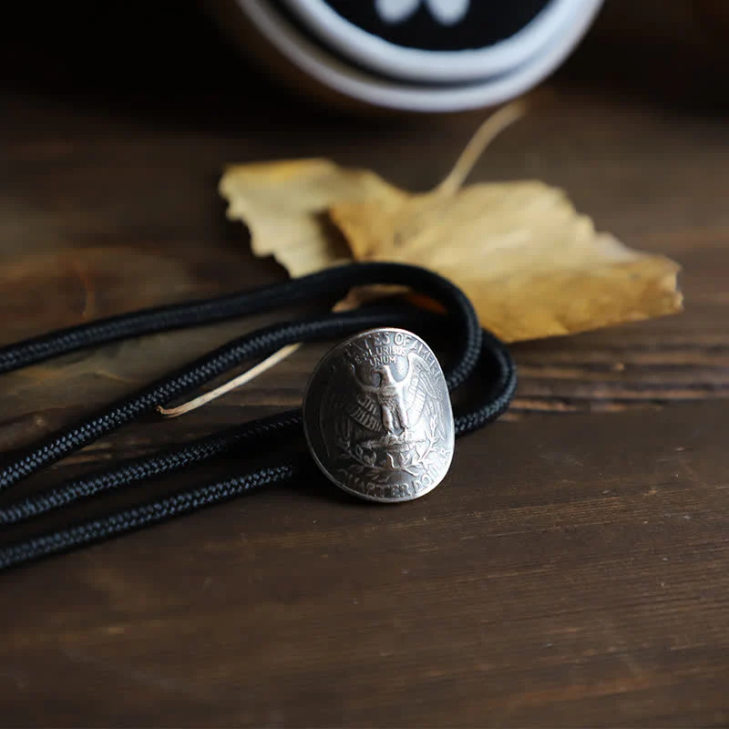 Splendid Flying Eagle Bird Coin Bolo Tie - Image 2