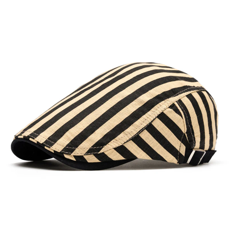 Spring And Summer Fashion Pure Cotton Striped&Checkered Beret Hat - Image 18