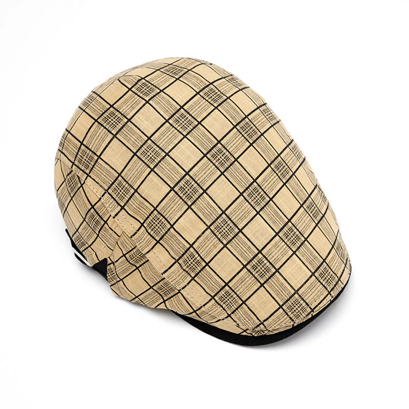 Spring And Summer Fashion Pure Cotton Striped&Checkered Beret Hat - Image 5