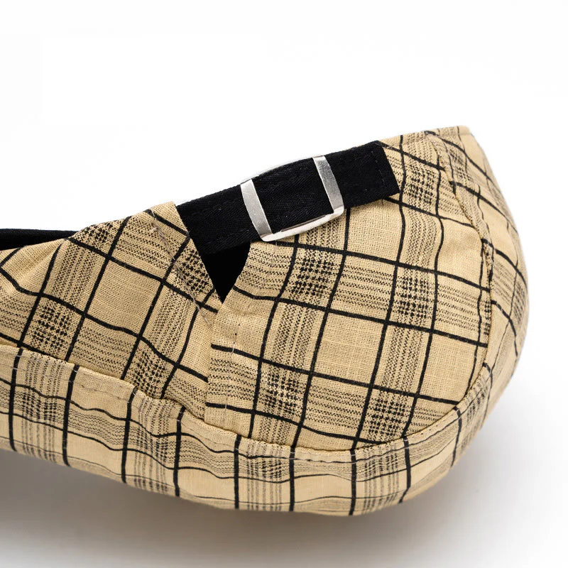 Spring And Summer Fashion Pure Cotton Striped&Checkered Beret Hat - Image 7