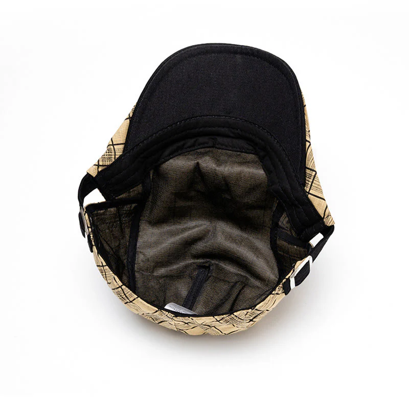 Spring And Summer Fashion Pure Cotton Striped&Checkered Beret Hat - Image 8