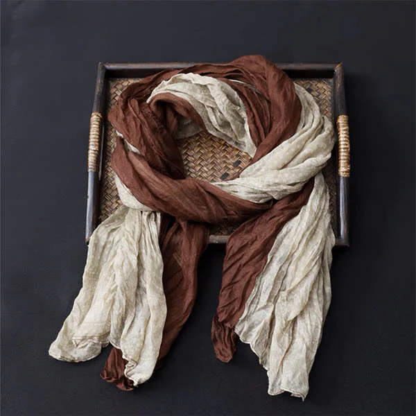 Spring Floral Contrast Color Cotton And Linen Thin Scarf - Image 4