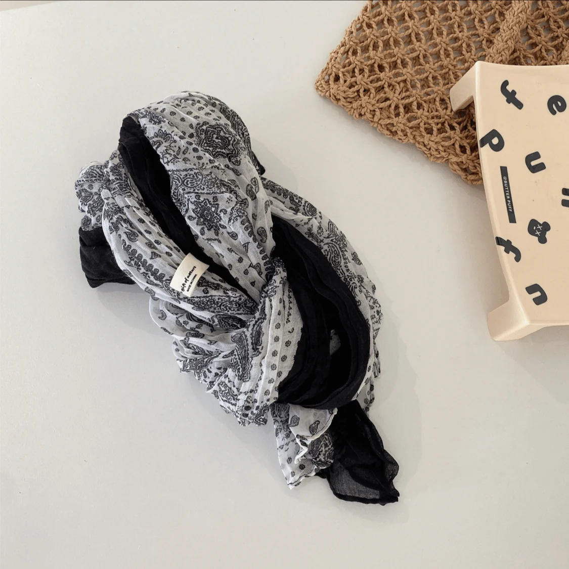 Spring Floral Contrast Color Cotton And Linen Thin Scarf - Image 8