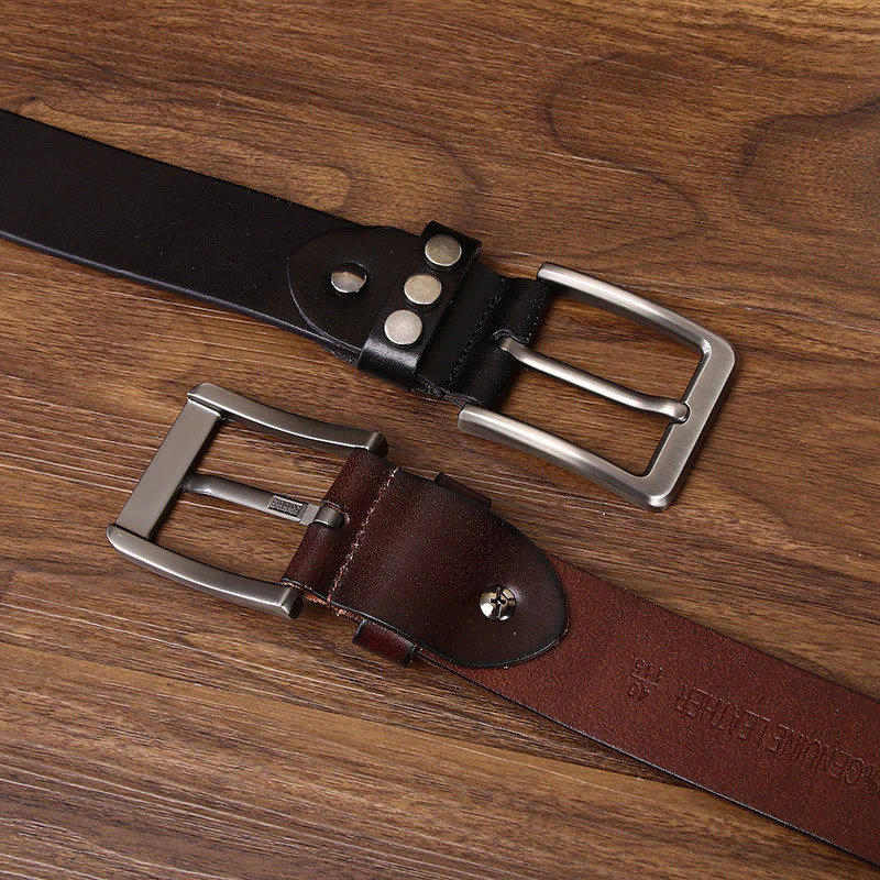 Premium Square and Circular Metal Accent Leather Belt - Image 7