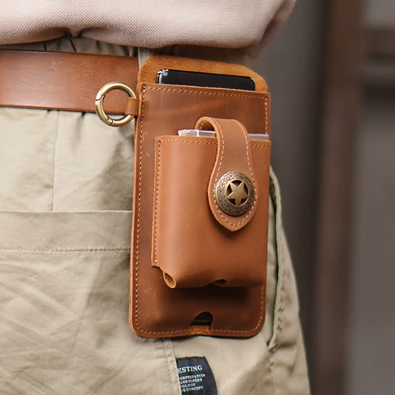 Star Magnetic Suction Leather Phone Belt Bag - Image 15