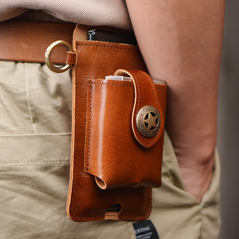 Star Magnetic Suction Leather Phone Belt Bag - Image 3