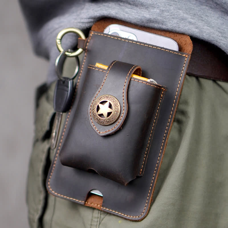 Star Magnetic Suction Leather Phone Belt Bag - Image 8