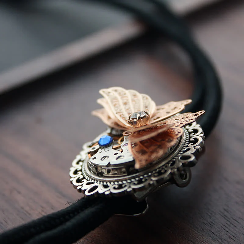 Steampunk 3D Butterfly Pendant Bolo Tie - Image 3