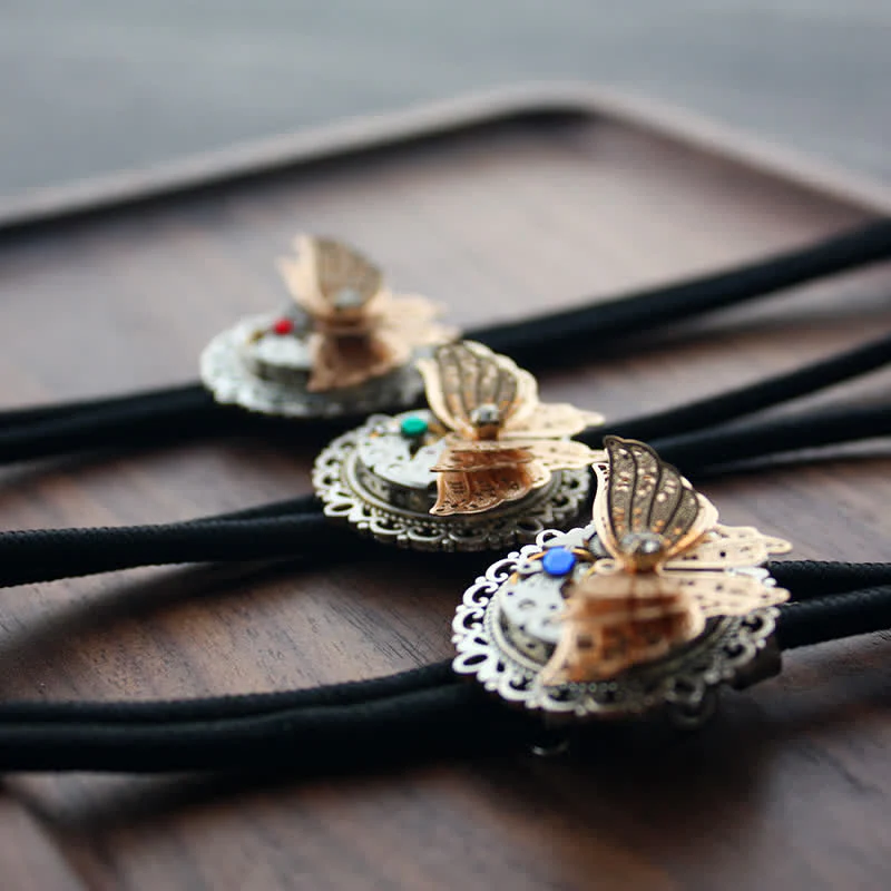 Steampunk 3D Butterfly Pendant Bolo Tie - Image 4