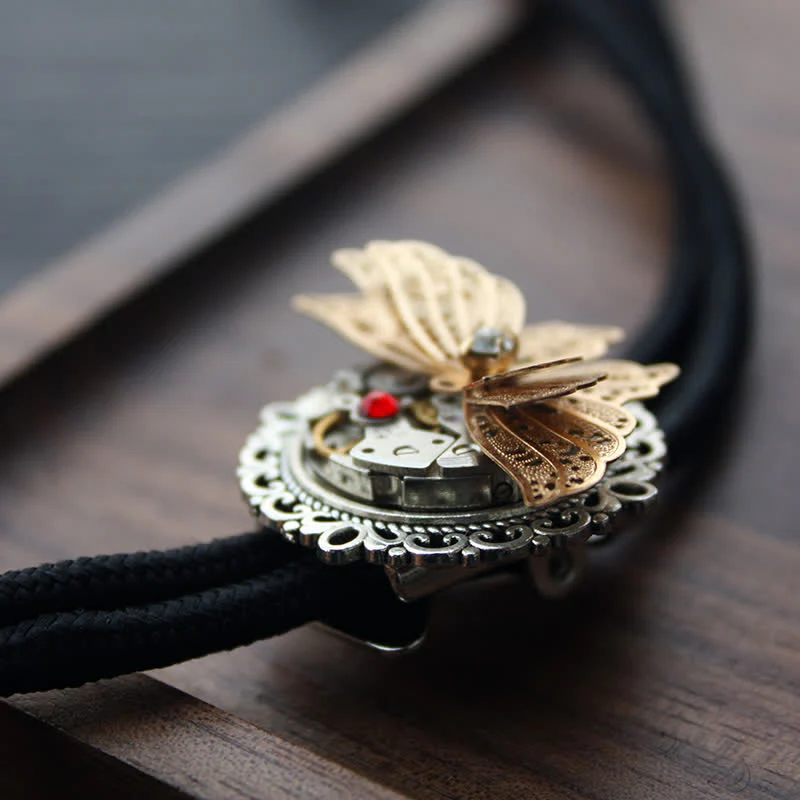 Steampunk 3D Butterfly Pendant Bolo Tie - Image 7
