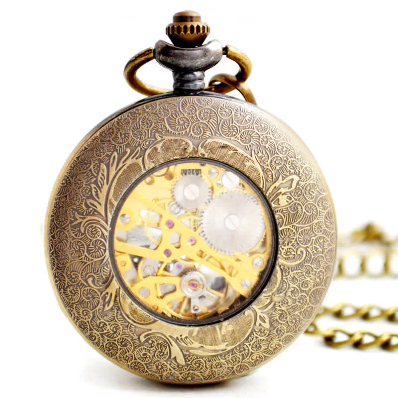 Steampunk Gears Roman Numerals Mechanical Pocket Watch - Image 5