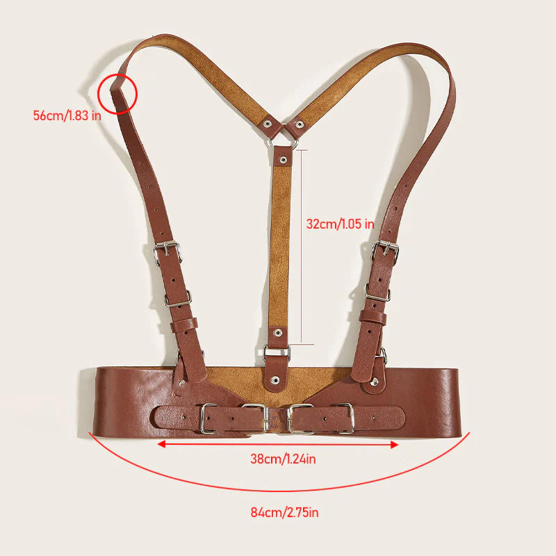 Steampunk Leather Waistband Adjustable Strap Corset Belt - Image 18