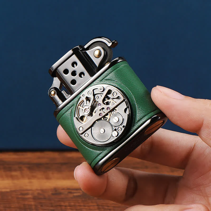Steampunk Mechanical Antique Leather Flip Kerosene Lighter - Image 10