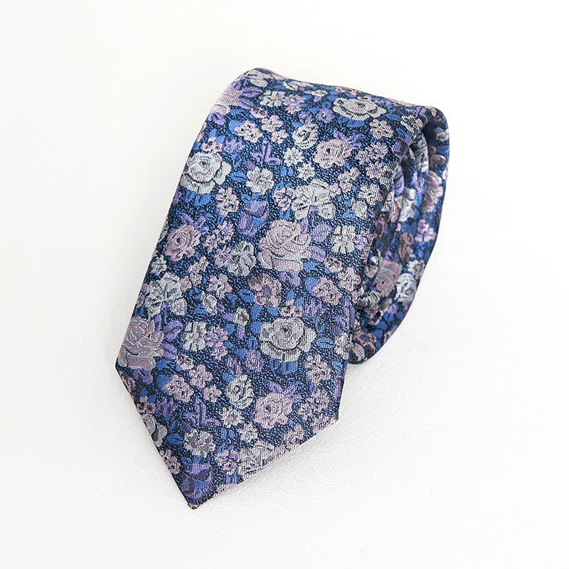 SteelBlue Men's Novelty Floral Necktie - Image 3