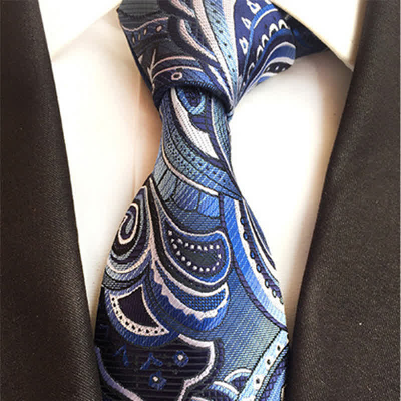 SteelBlue & White Men's Illusion Paisley Necktie - Image 2