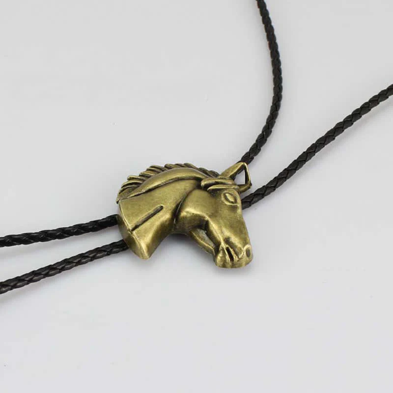 Stereoscopic Horse Head Cowboy Leather Bolo Tie - Image 11