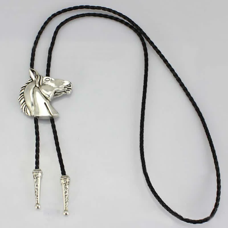 Stereoscopic Horse Head Cowboy Leather Bolo Tie - Image 5