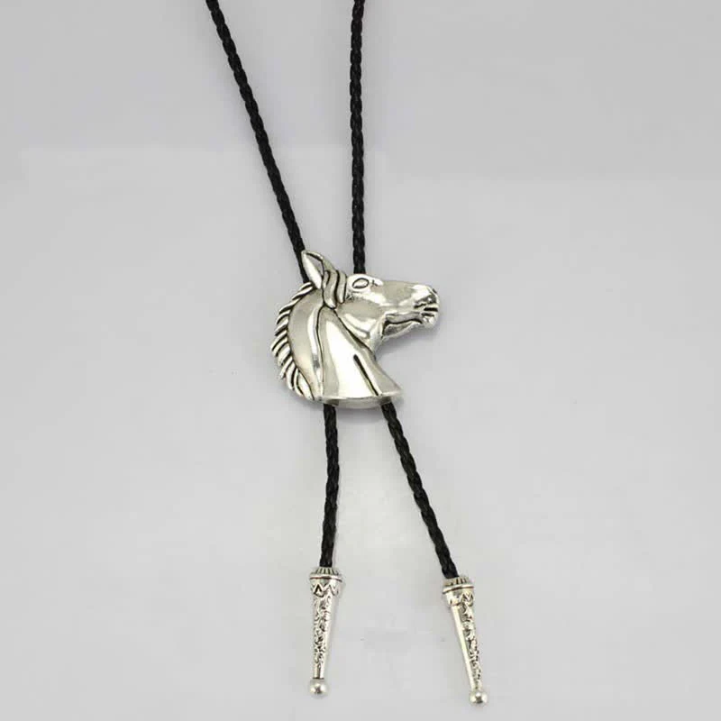 Stereoscopic Horse Head Cowboy Leather Bolo Tie - Image 6