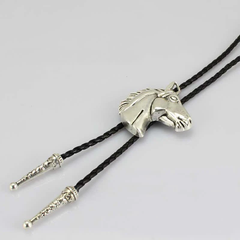 Stereoscopic Horse Head Cowboy Leather Bolo Tie - Image 8