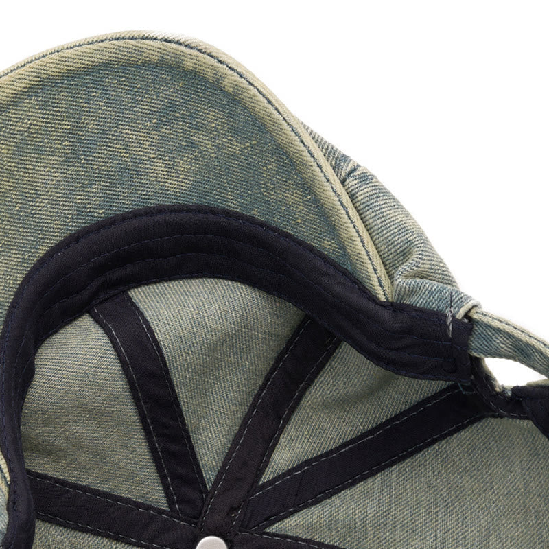 Street Style Washed Denim Short Brim Beret Hat - Image 8