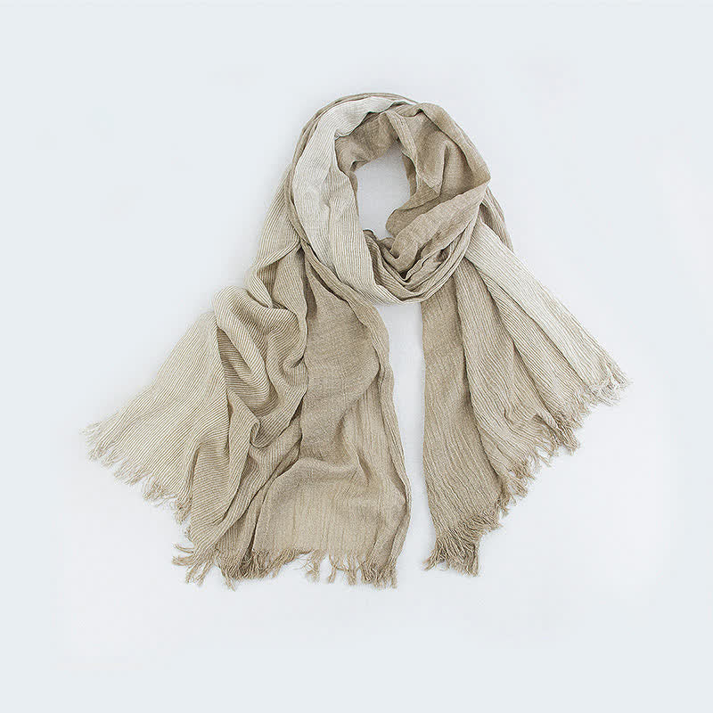 Striped Double Tone Wrinkled Cotton Thin Scarf - Image 10
