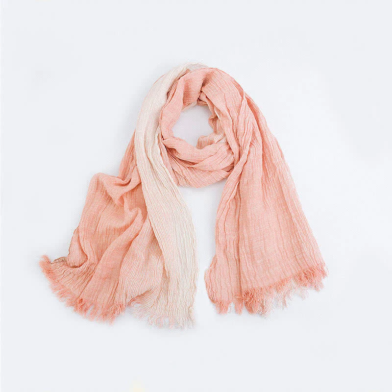 Striped Double Tone Wrinkled Cotton Thin Scarf - Image 14