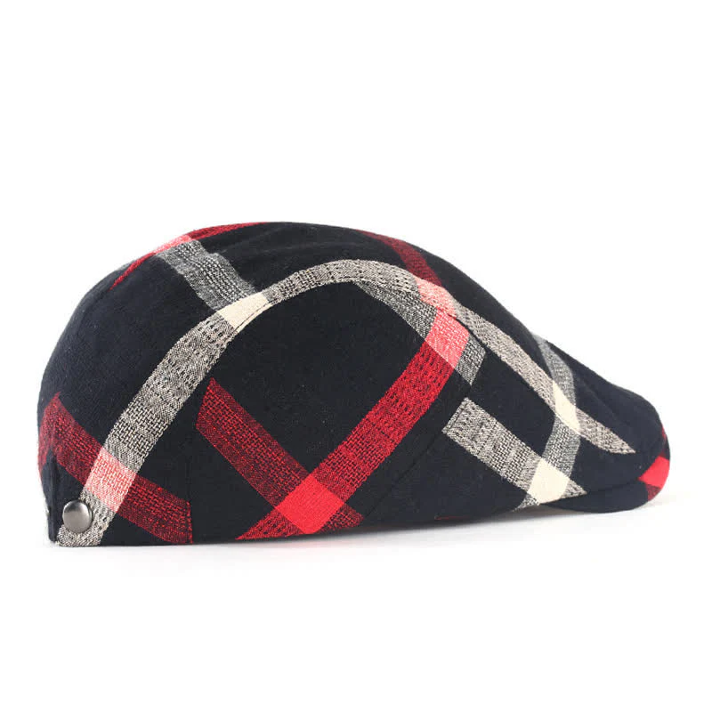 Striped Plaid Thin Adjustable Beret Cap - Image 3