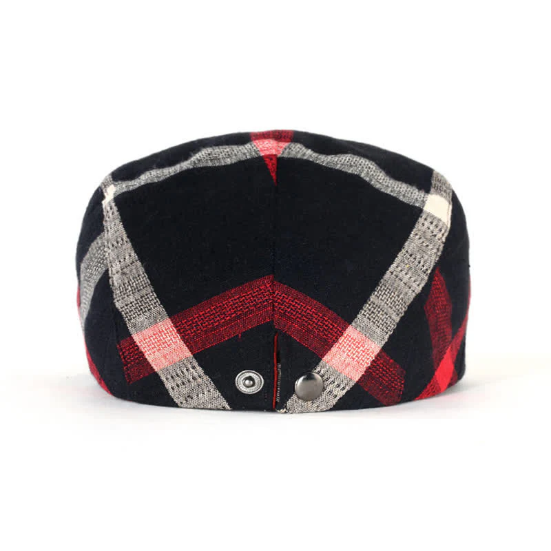 Striped Plaid Thin Adjustable Beret Cap - Image 4