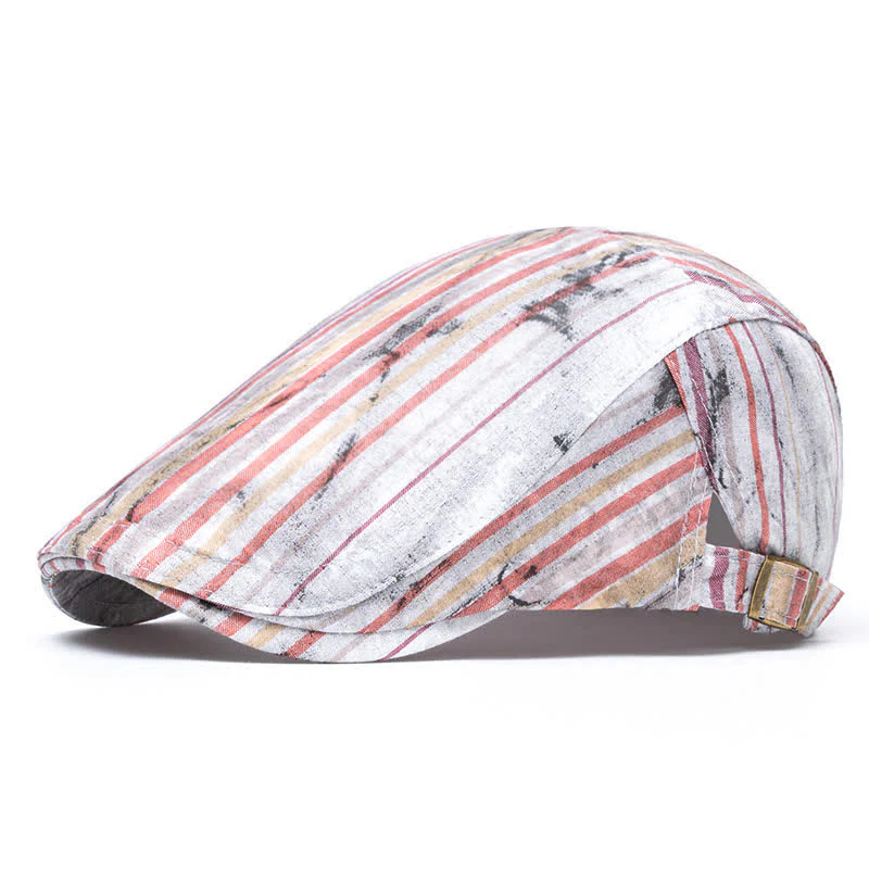 Striped Tie-dyed Graffiti Street Party Newsboy Beret Hat - Image 10
