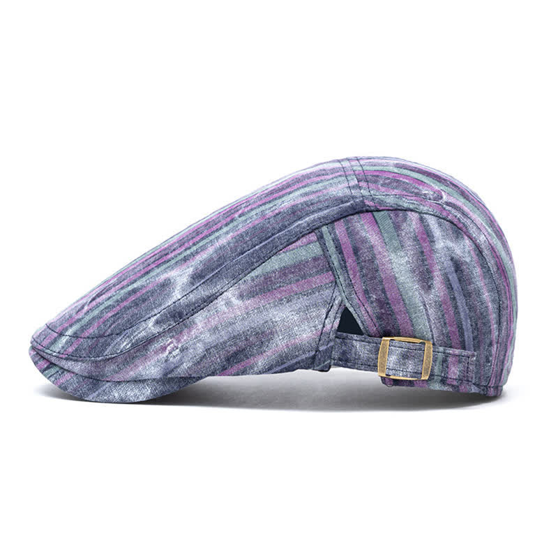 Striped Tie-dyed Graffiti Street Party Newsboy Beret Hat - Image 5