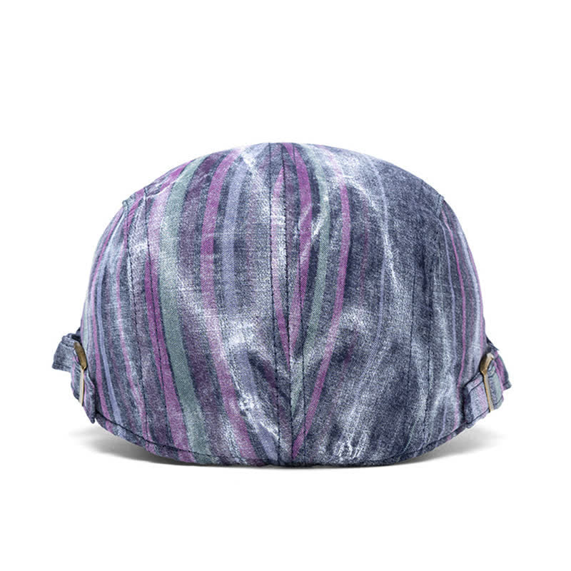 Striped Tie-dyed Graffiti Street Party Newsboy Beret Hat - Image 6
